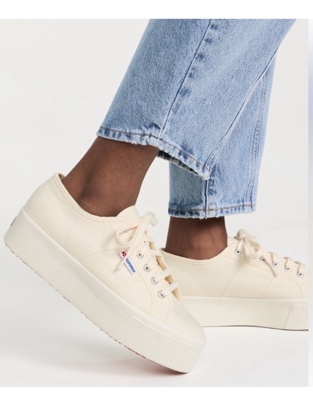 Superga Women's 2790 Beige-Natural Canvas Platform Sneaker—7.5